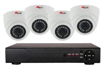 EVK-X4-DLH10B Комплект AHD видеонаблюдения на 4 купольные камеры, 720P, 2.8 мм
