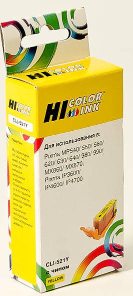 Картридж Hi-Black (HB-CLI-521Y) для Canon PIXMA iP3600/iP4600/MP540, Y