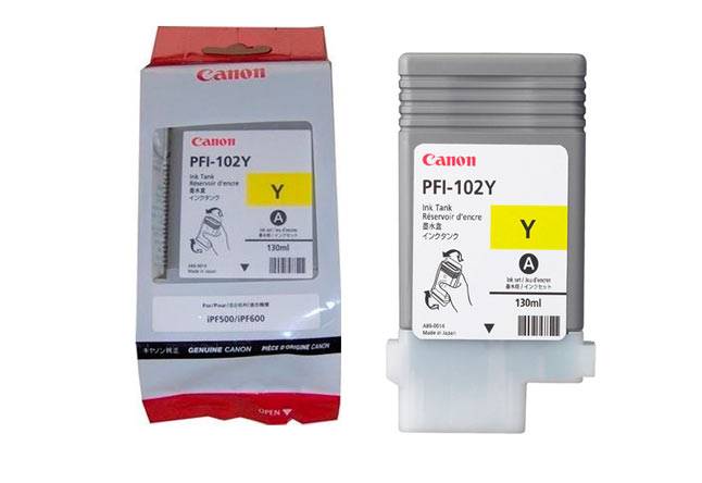 Картридж для плоттера Canon iPF500/ iPF600/iPF610/iPF700 (O) PFI-102Y Yellow 0898B001