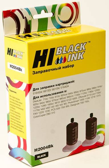 Заправочный набор Hi-Black для HP 51645A/C6615A/51640A, Bk, 2x20 мл