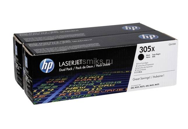 Картридж HP CLJ Pro 300 Color M351/Pro400ColorM451 (O) CE410XD, BK, 4K*2, 305X